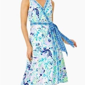 Lilly Pulitzer Shaylee Stretch Midi Dress Resort White Wrap Dress